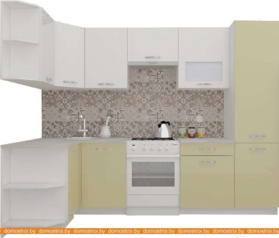 Кухня ВерсоМебель ЭкоЛайт-6 1.3x2.8 левая (белый/бежевый) фотография