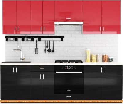 Кухня Сивирин-Компани Клео глосс 2.5 (черный глянец\красный глянец) фотография