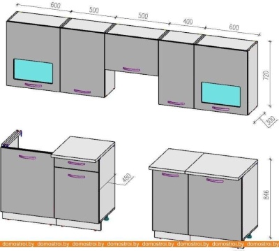 Кухня ВерсоМебель ЭкоЛайт-5 2.6 (белый (фиолетовый) фотография