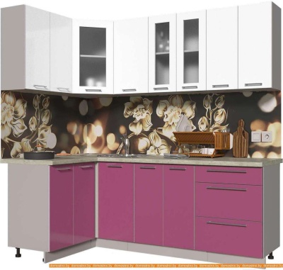 Кухня Интерлиния Мила Пластик 1.2x2.2 (гортензия гл/белый гл/опал светлый) фотография