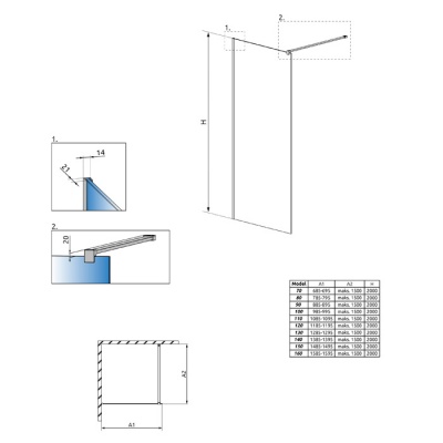Душевая стенка Radaway Modo II New L/R [389074-01-01] 70x200 фотография