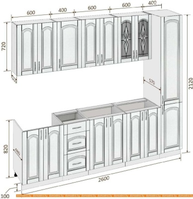 Кухня Кортекс-мебель Корнелия Ретро 2.6м без столешницы (венге светлый/венге) фотография