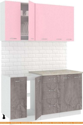Кухня Кортекс-мебель Корнелия Лира 1.5м (розовый/оникс/марсель) фотография