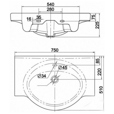 Умывальник Керамин Норд-Л 75 фотография