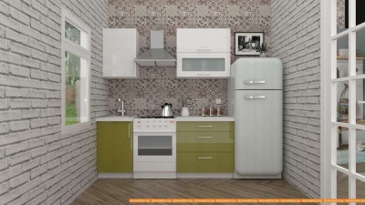 Кухня ВерсоМебель ВерсоЛайн 8-1.3 (белый 001/оливковый 004) фотография