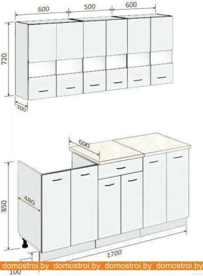 Кухня Кортекс-мебель Корнелия Экстра 1.7м (венге светлый/венге/мадрид) фотография