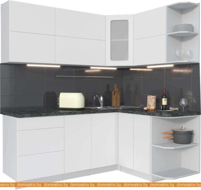 Кухня Интерлиния Мила Матте 1.5x2.0 А правая (белый-белый-кастилло тёмный) фотография