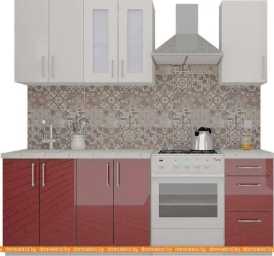 Кухня ВерсоМебель ВерсоЛайн 7-1.6 (белый 001/рубиново-красный 600) фотография
