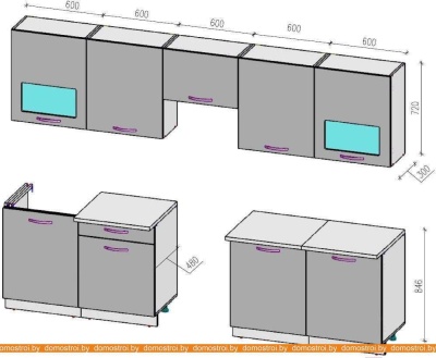 Кухня ВерсоМебель ЭкоЛайт-6 3.0 (белый/бургундский дождь) фотография