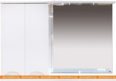 Шкаф с зеркалом Misty Куба 120 (левый, белый) фотография