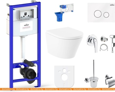 Унитаз Lavinia Boho Relfix Biore Compacto Rimless 10 в 1 98010155 (белое стекло) фотография