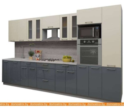 Кухня Интерлиния Мила Gloss 3.6 (ваниль-асфальт) фотография