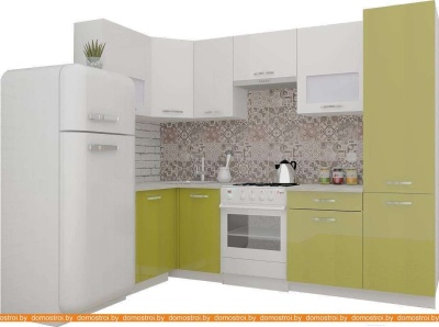 Кухня ВерсоМебель ЭкоЛайт-5 1.2x2.6 левая (белый/оливковый) фотография