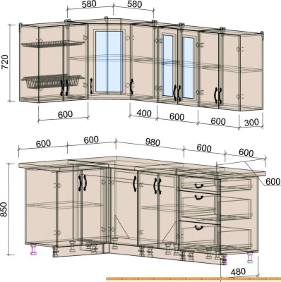 Кухня Интерлиния Мила Крафт 1.2x2.2 (дуб английский) фотография