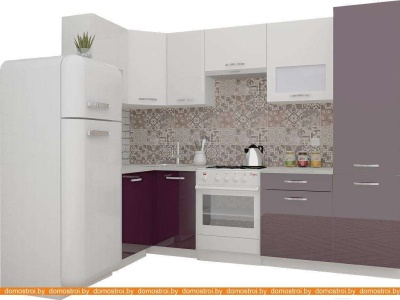Кухня ВерсоМебель ЭкоЛайт-5 1.4x2.6 правая (белый/фиолетовый) фотография