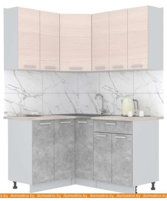 Кухня Интерлиния Мила Лайт 1.2x1.5 (вудлайн кремовый-бетон-бискайская сосна) фотография