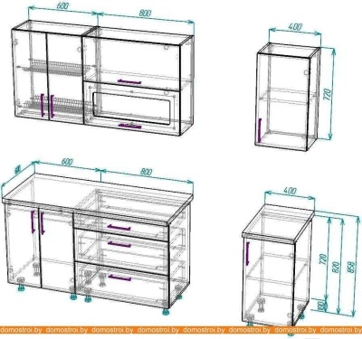 Кухня ВерсоМебель ВерсоЛайн 4-1.8 (белый/глициния) фотография