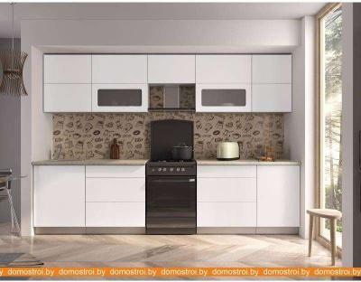 Кухня Интерлиния Мила Матте 3.1 Б (белый/белый/опал светлый) фотография