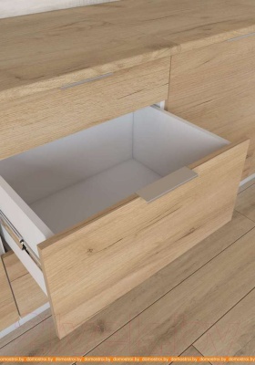 Кухня Интермебель Микс Топ-22 2x1.42м лев (графит серый-дуб крафт зол-ателье св.) фотография