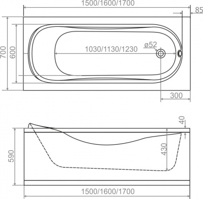 Акриловая ванна Domani-Spa Classic 160x70 фотография