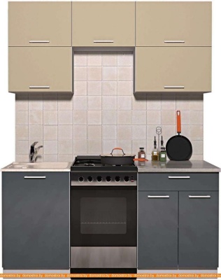 Кухня Интерлиния Мила Gloss 50-17 (ваниль/асфальт глянец) фотография