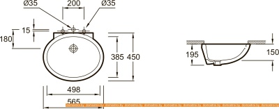 Умывальник Jacob Delafon Ovale Dessous EN262-00 фотография