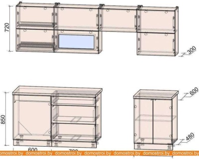 Кухня Интерлиния Мила Матте 2.5 Б (слоновая кость/океан/опал светлый) фотография