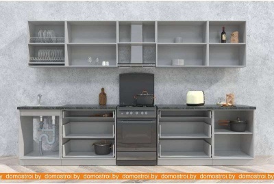 Кухня Интерлиния Мила Матте 3.4 Б (океан/луна/травертин серый) фотография