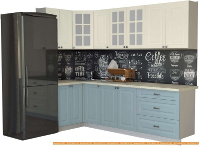 Кухня Интерлиния Мила Деко 1.2x2.6 (слоновая кость/океан/опал светлый) фотография