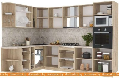 Кухня Интерлиния Мила 1.88x3.0 левая (красный-дуб венге-малага) фотография