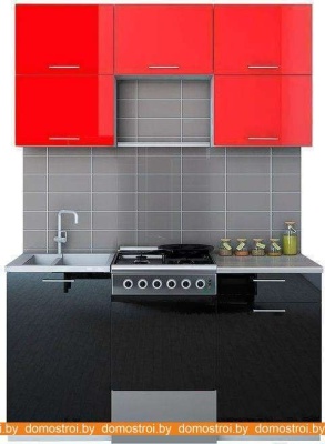 Кухня Интерлиния Мила Gloss 50-15 (красный/черный) фотография