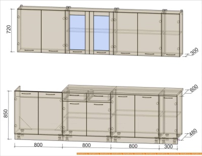 Кухня Интерлиния Мила 27 (антрацит/вудлайн кремовый) фотография