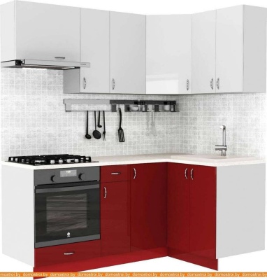 Кухня S-Company Клео глоcс 1.2x1.9 правая (бургундский глянец/белый глянец) фотография