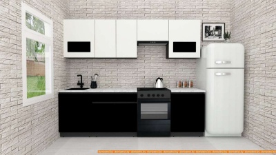 Кухня ВерсоМебель Эко-7 2.5 (белый фасадный/черный/ст.мрамор итальянский) фотография
