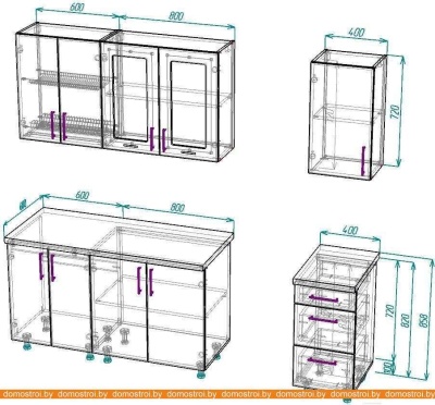 Кухня ВерсоМебель ВерсоЛайн 7-1.8 (белый 001/черный графит 042) фотография
