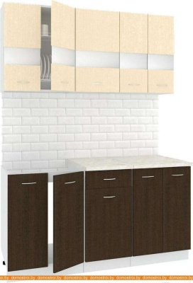 Кухня Кортекс-мебель Корнелия Экстра 1.5м (венге светлый/венге/королевский опал) фотография
