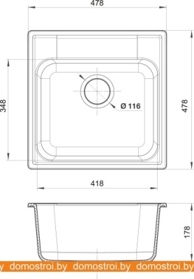 Кухонная мойка GranFest QUARZ GF-Z48 (серый) фотография