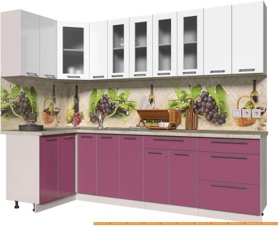 Кухня Интерлиния Мила Пластик 1.2x2.7 (гортензия гл/белый гл/опал светлый) фотография