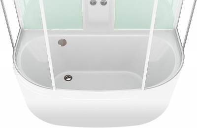 Душевая кабина Domani-Spa Neat high 150x80 (прозрачное стекло / черные стенки) с крышей с гидромассажем фотография