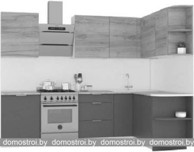 Кухня Интермебель Микс Топ-13 2.1x1.5м прав (дуб кр зол-графит сер-дуб кр зол) фотография