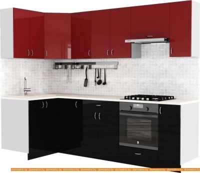 Кухня S-Company Клео глоcс 1.2x2.6 левая (черный глянец/бургундский глянец) фотография
