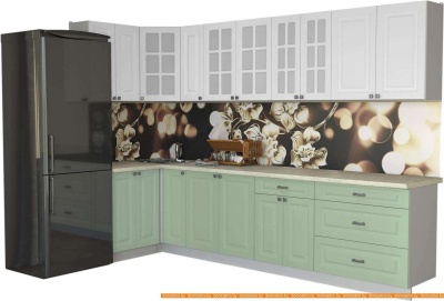 Кухня Интерлиния Мила Деко 1.2x3.1 (мята/белый/опал светлый) фотография
