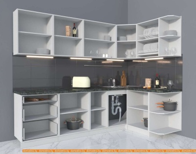 Кухня Интерлиния Мила Матте 1.5x2.9 А правая (белый/белый/опал светлый) фотография