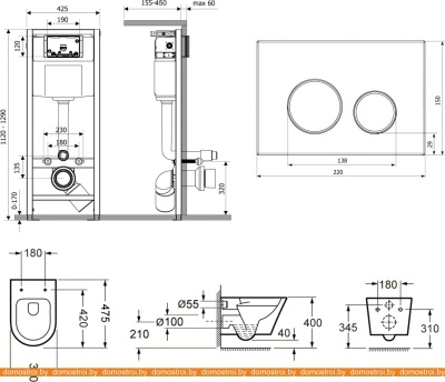 Унитаз Lavinia Boho Biore Compacto Rimless 7 в 1 87050180 (черное стекло) фотография