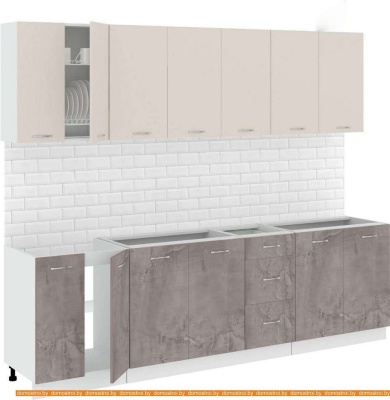 Кухня Кортекс-мебель Корнелия Лира 2.6 без столешницы (капучино/оникс) фотография