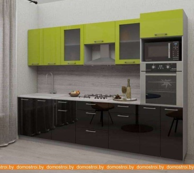 Кухня Интерлиния Мила Gloss 3.0 (яблоня-черный) фотография