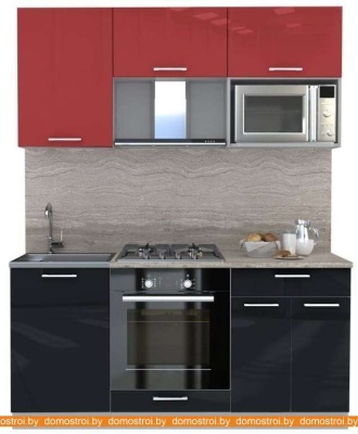 Кухня Интерлиния Мила Gloss 1.7 (красный-черный) фотография