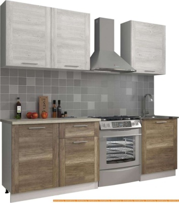 Кухня ЭлиГард Виктория рамка 1.5 (сосна каньон/дуб каньон/мрамор светлый) фотография