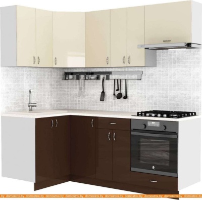 Кухня S-Company Клео глосc 1.2x2.1 левая (коричневый глянец/ваниль глянец) фотография
