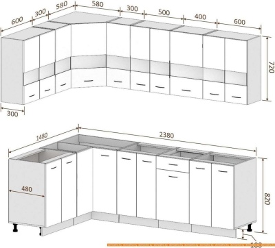 Кухня Кортекс-мебель Корнелия Экстра 1.5x2.4 без столешницы (дуб сонома/венге) фотография